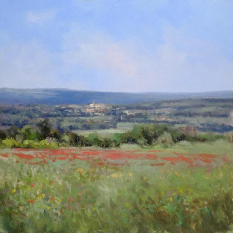 Painting Champs de coquelicots vers Lacoste by Giroud Pascal | Painting Figurative Oil Landscapes