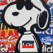 Gemälde Snoopy Levis von Kalo | Gemälde Pop-Art Pop-Ikonen Graffiti Acryl Collage Posca