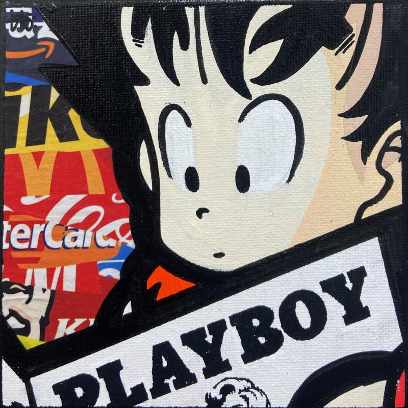 Gemälde Songoku Playboy von Kalo | Gemälde Pop-Art Pop-Ikonen Graffiti Acryl Collage Posca