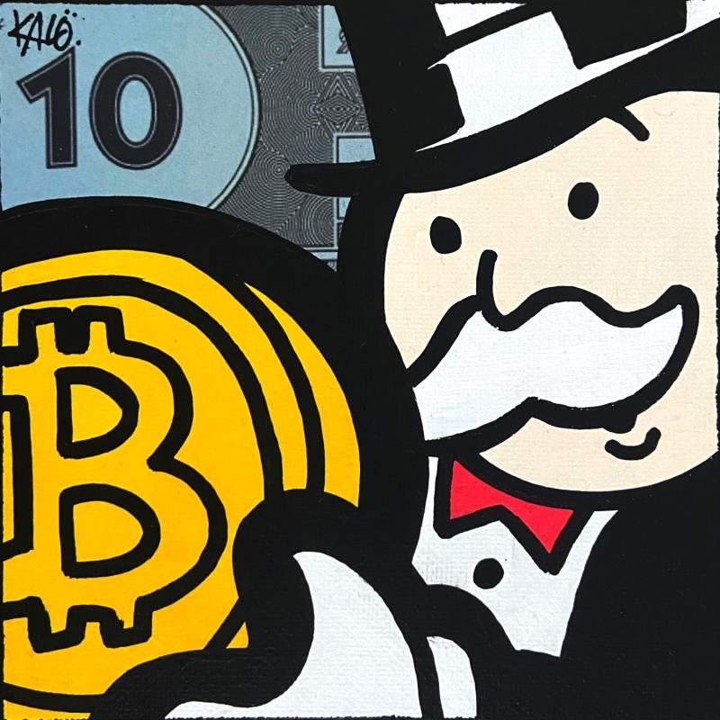 Peinture Monopoly Bitcoin par Kalo | Tableau Pop-art Icones Pop Graffiti Acrylique Collage Posca