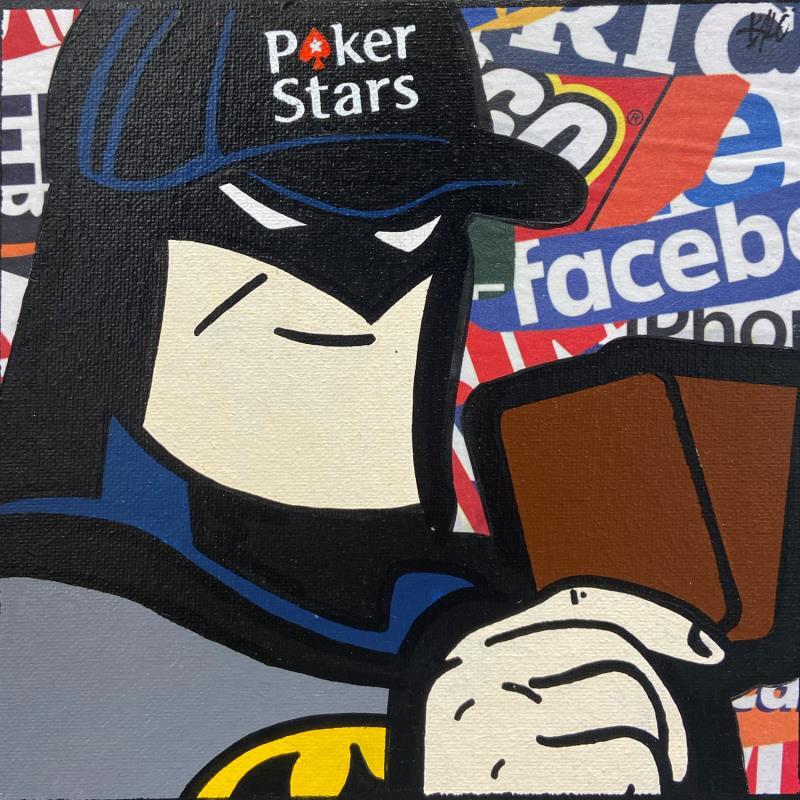 Gemälde Batman Poker Stars von Kalo | Gemälde Pop-Art Pop-Ikonen Graffiti Acryl Collage Posca