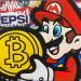 Painting Mario Bitcoin by Kalo | Painting Pop-art Pop icons Graffiti Acrylic Gluing Posca