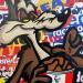 Gemälde Coyotte KFC von Kalo | Gemälde Pop-Art Pop-Ikonen Graffiti Collage Posca