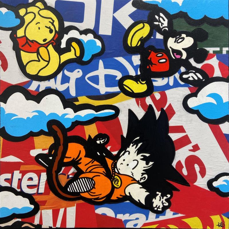 Gemälde Falling  von Kalo | Gemälde Pop-Art Pop-Ikonen Graffiti Collage Posca