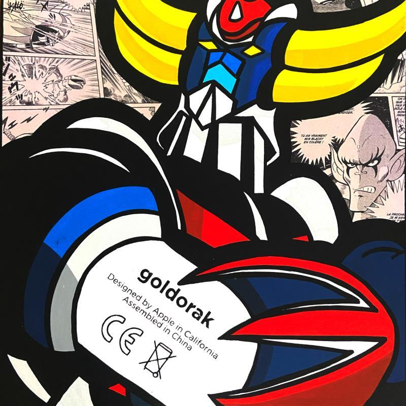 Peinture Goldorak Apple par Kalo | Tableau Pop-art Icones Pop Graffiti Collage Posca