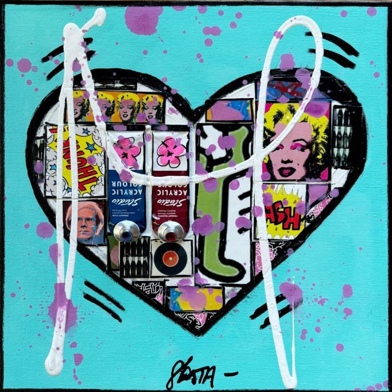 Painting POP HE(ART) 2 by Costa Sophie | Painting Pop-art Acrylic, Gluing, Upcycling Pop icons