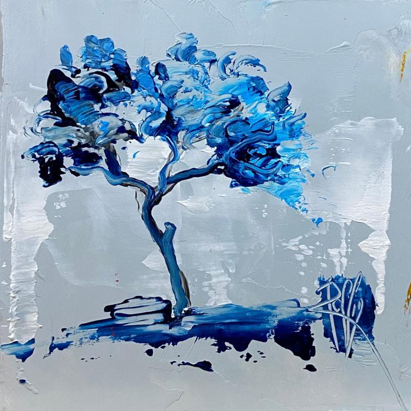 Peinture Arbre bleu par Raffin Christian | Tableau Figuratif Paysages Huile