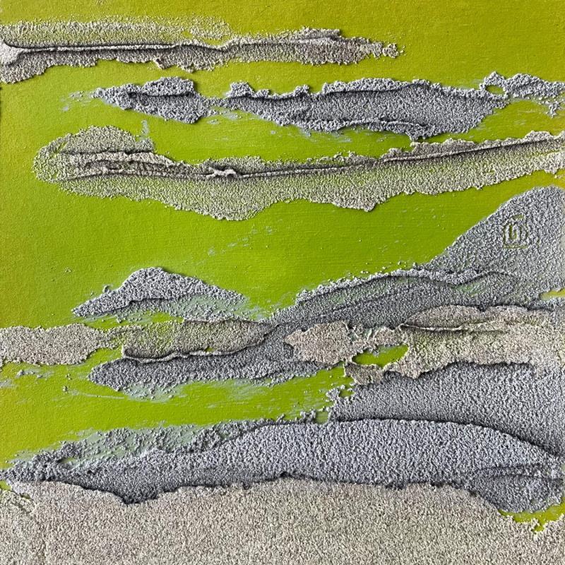 Peinture Carré Grain de Sable Vert par CMalou | Tableau Matiérisme Minimaliste Sable