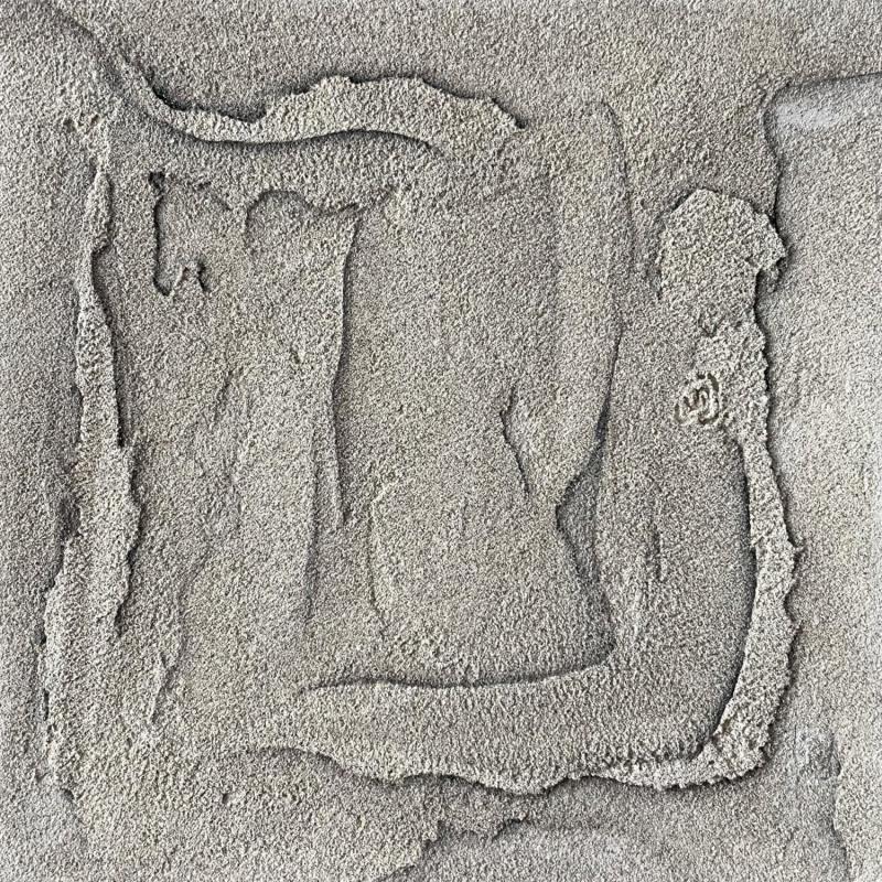 Gemälde Carré Grain de Sable XII von CMalou | Gemälde Materialismus Minimalistisch Pappe Sand