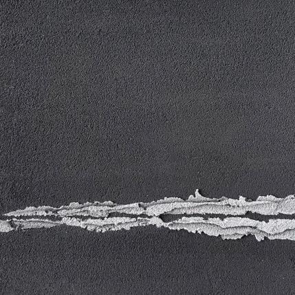 Peinture Carré Noir Sablé III par CMalou | Tableau Matiérisme Sable Minimaliste