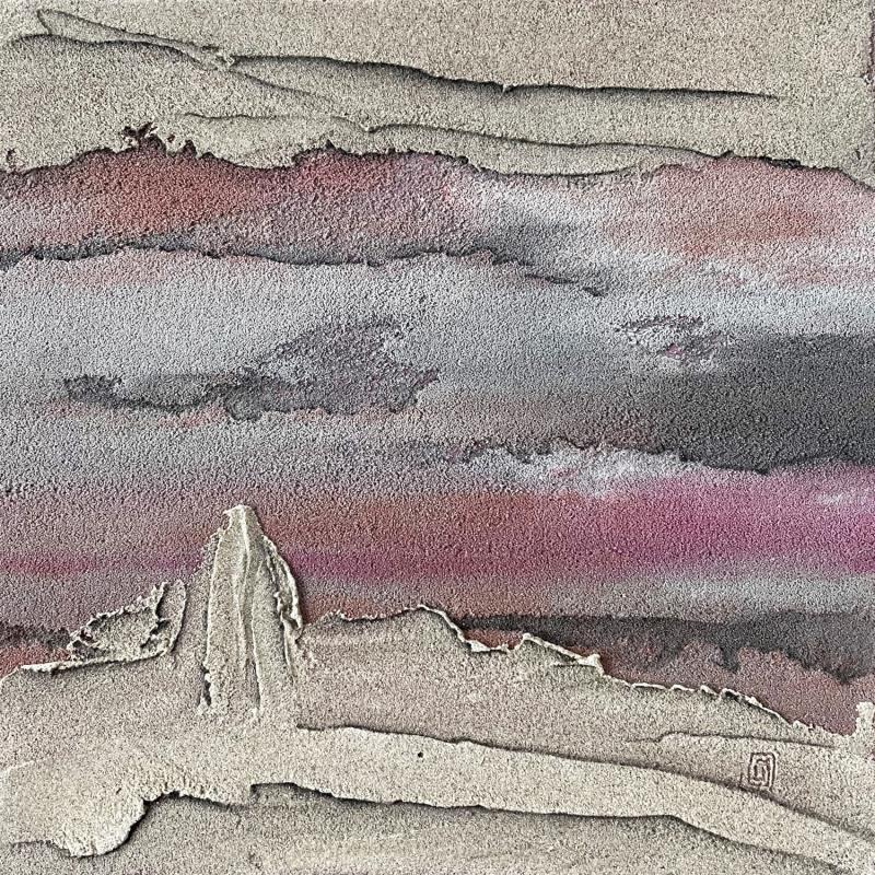 Gemälde Carré Couleur X von CMalou | Gemälde Materialismus Minimalistisch Sand
