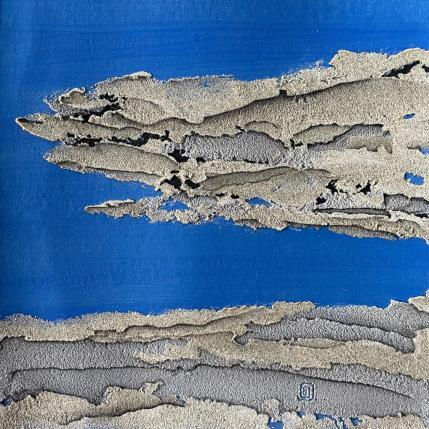 Gemälde Carré Grain de Sable Bleu VII von CMalou | Gemälde Materialismus Sand Minimalistisch