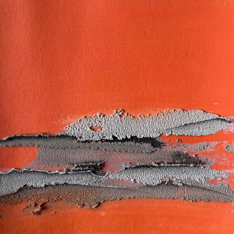 Gemälde Carré Grain de Sable Orange II von CMalou | Gemälde Materialismus Minimalistisch Sand