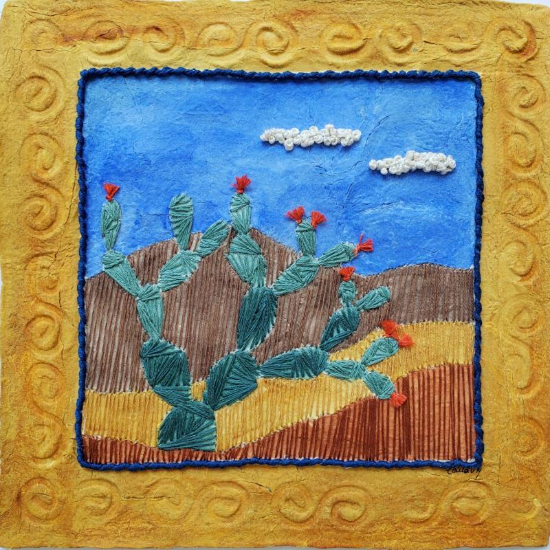 Peinture Desert blooms par Vazquez Laila | Tableau Matiérisme Aquarelle Textile