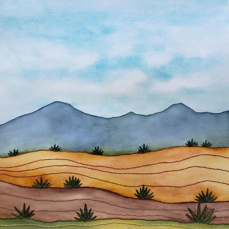 Painting Arid harmony by Vazquez Laila | Painting Subject matter Watercolor Textile