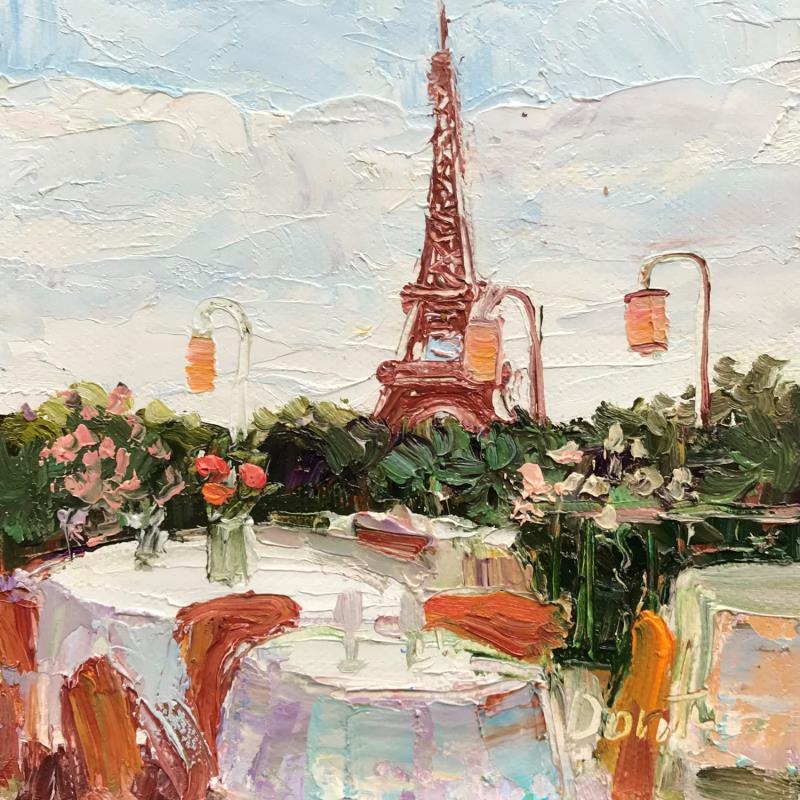 Painting La petit déjeuner devant la Tour Eiffel  by Dontu Grigore | Painting Figurative Oil Urban