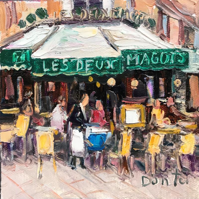 Painting Les Deux Magots  by Dontu Grigore | Painting Figurative Urban Oil