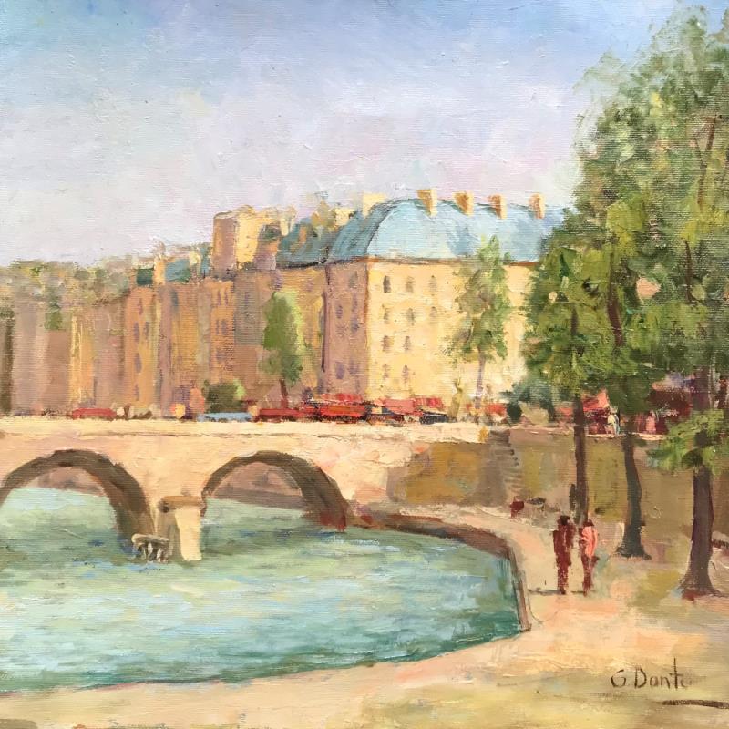 Peinture Vue du pont Neuf, Paris par Dontu Grigore | Tableau Figuratif Urbain Huile