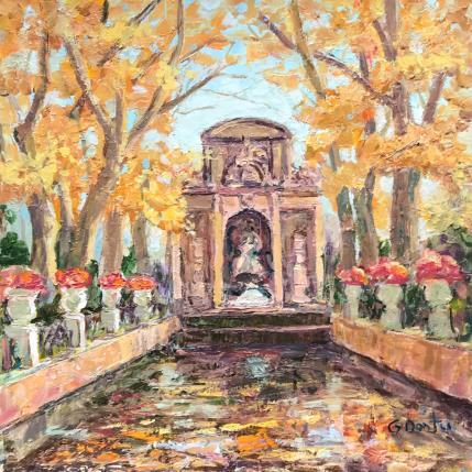 Peinture La fontaine Médicis en automne  par Dontu Grigore | Tableau Figuratif Huile Urbain