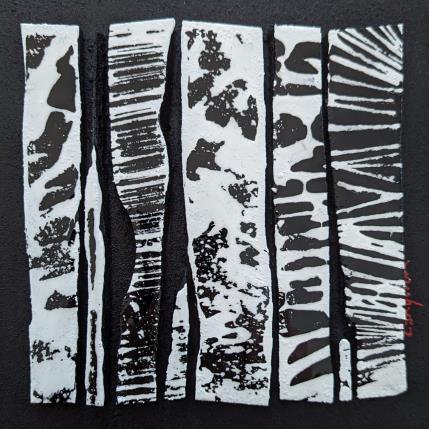 Peinture Bc8 impression noir et blanc par Langeron Luc | Tableau Matiérisme Acrylique, Bois, Résine