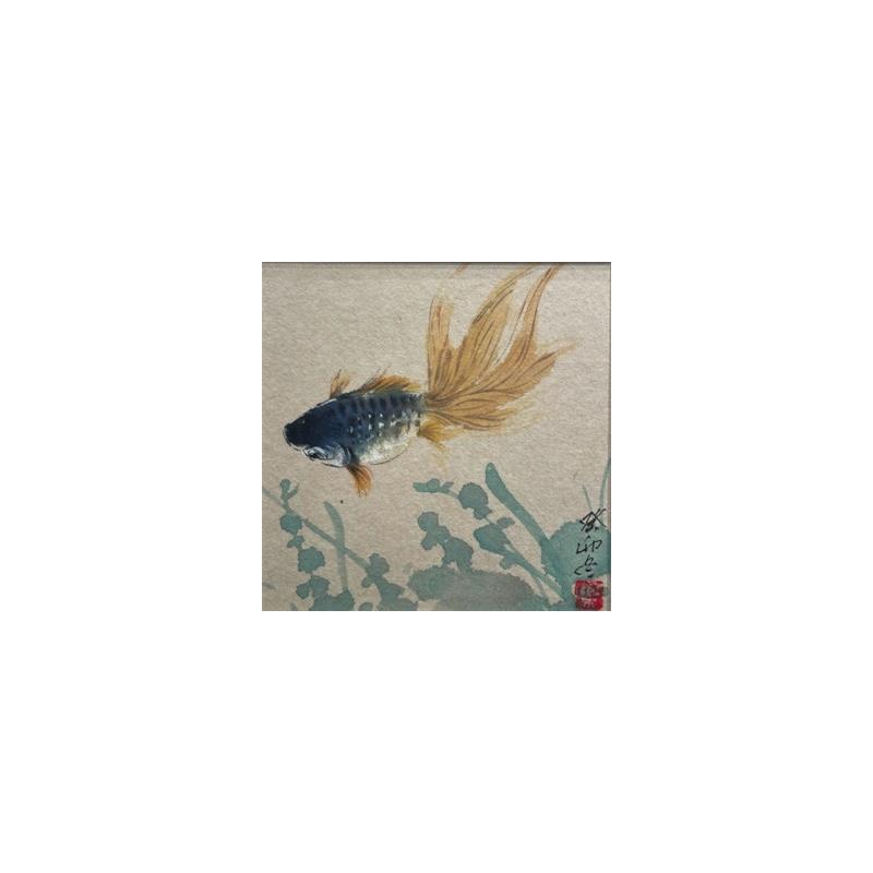 Gemälde Goldfish von Yu Huan Huan | Gemälde Figurativ Tiere Tinte