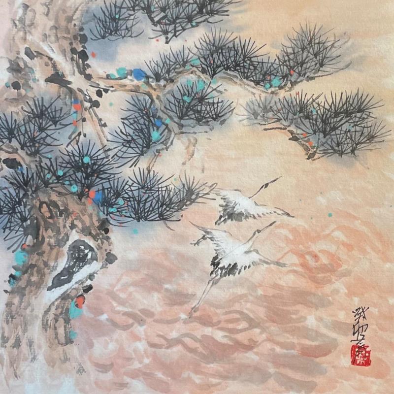 Peinture Flying birds par Yu Huan Huan | Tableau Figuratif Nature Animaux Encre