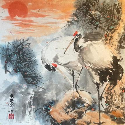 Gemälde Accompany von Yu Huan Huan | Gemälde Figurativ Aquarell, Tinte Natur, Tiere