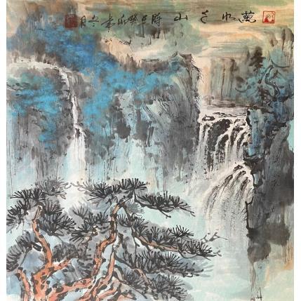 Painting Waterfall by Yu Huan Huan | Painting Figurative Ink
