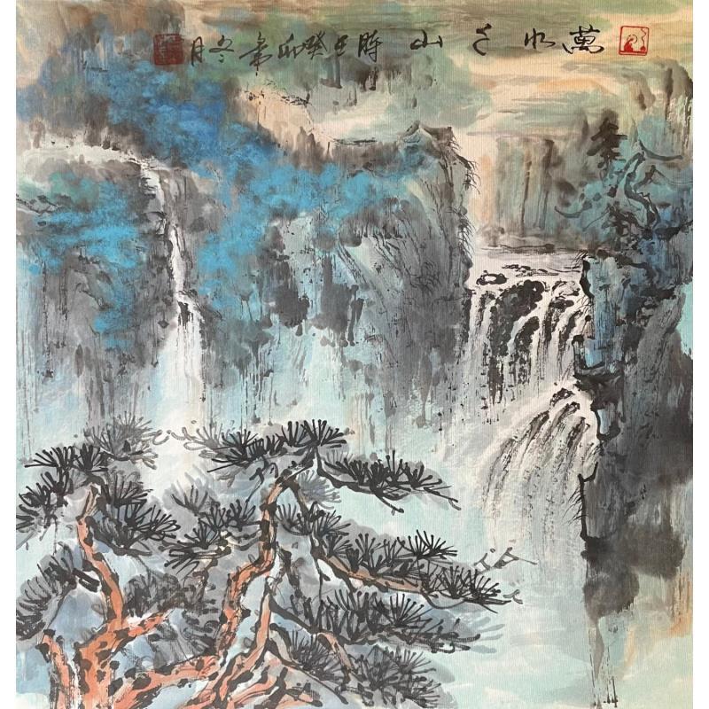 Painting Waterfall by Yu Huan Huan | Painting Figurative Ink