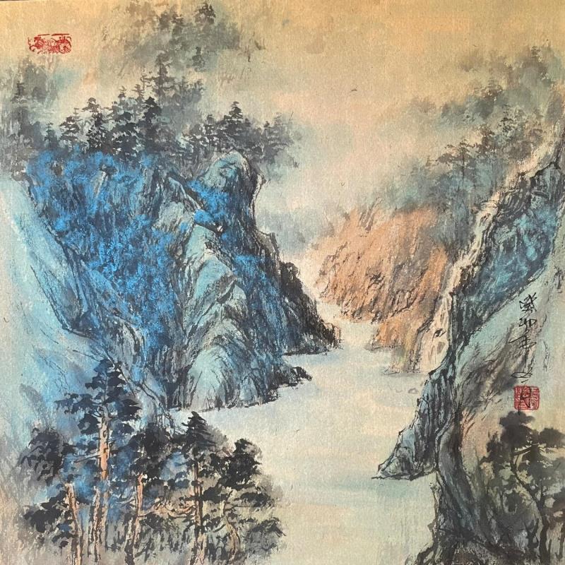 Peinture Mountains par Yu Huan Huan | Tableau Figuratif Paysages Encre