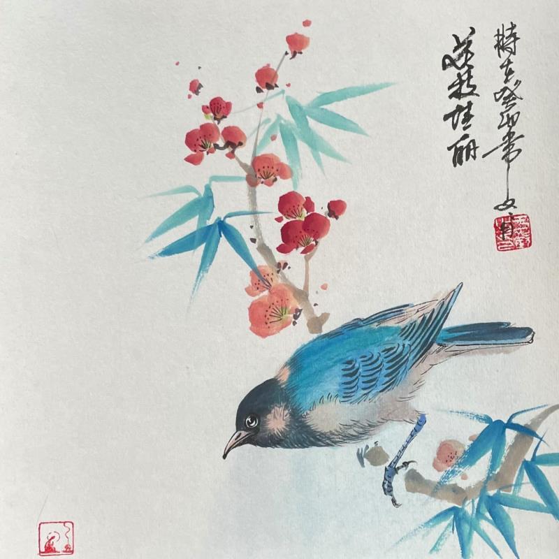 Peinture Beauty on branches par Yu Huan Huan | Tableau Figuratif Animaux Encre