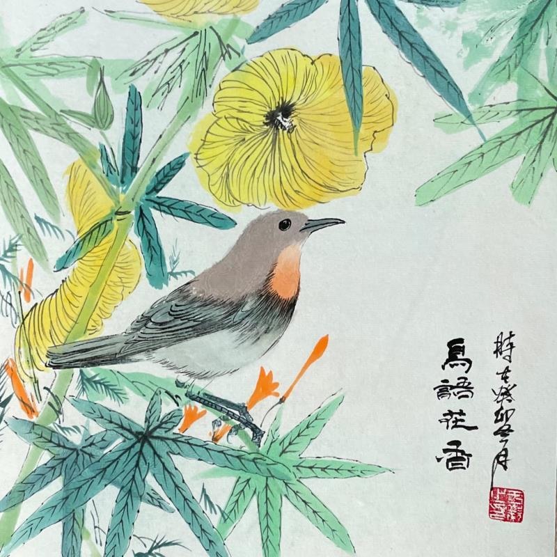 Gemälde Beauty on branches von Yu Huan Huan | Gemälde Figurativ Tinte