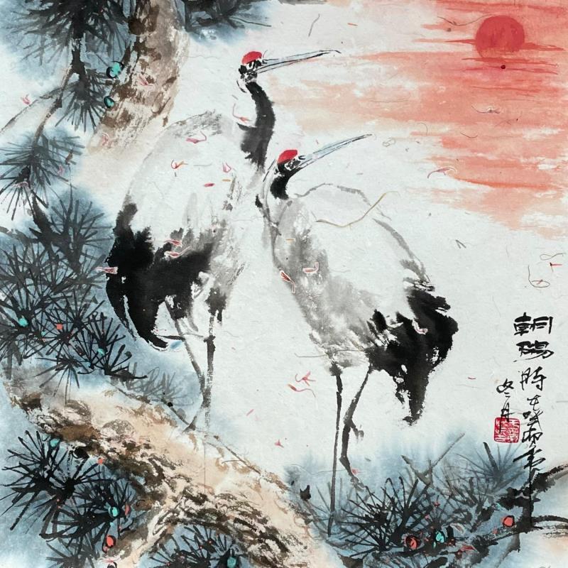 Painting Sunrise  by Yu Huan Huan | Painting Figurative Animals Ink