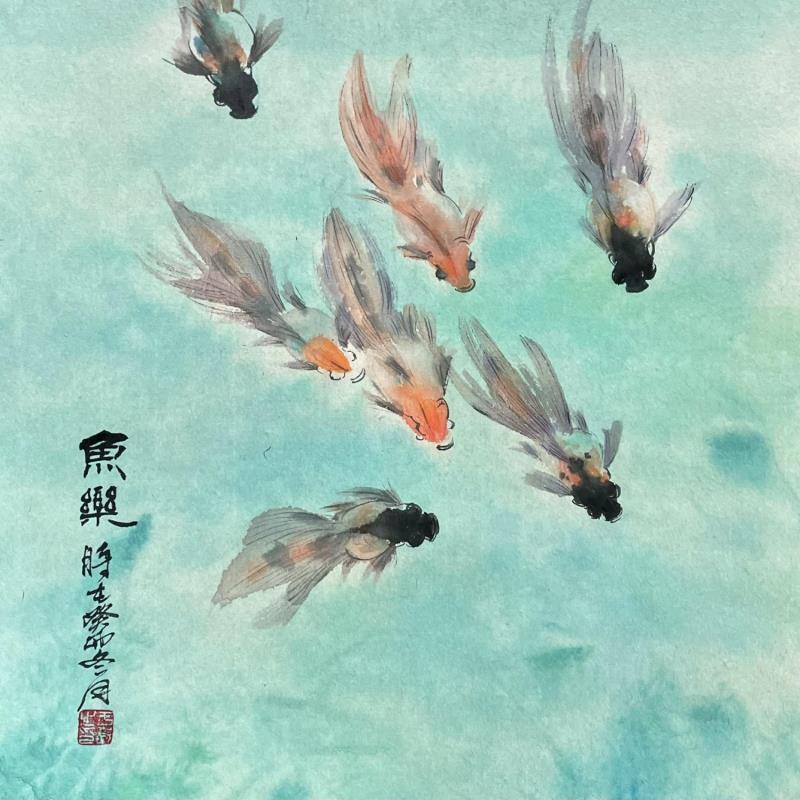 Gemälde Happy fish  von Yu Huan Huan | Gemälde Figurativ Tinte Tiere
