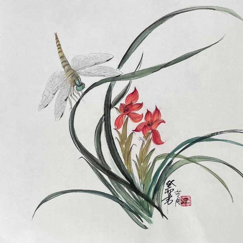 Painting Dragonfly  by Yu Huan Huan | Painting Figurative Animals Ink