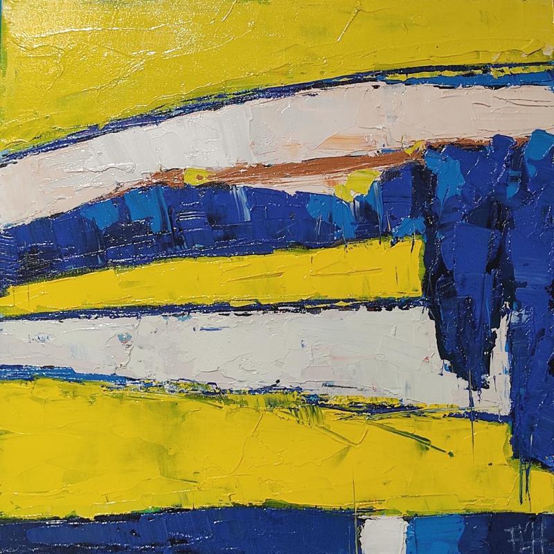Painting harmonie bleu et jaune by L'huillier Françis | Painting Abstract Oil Landscapes