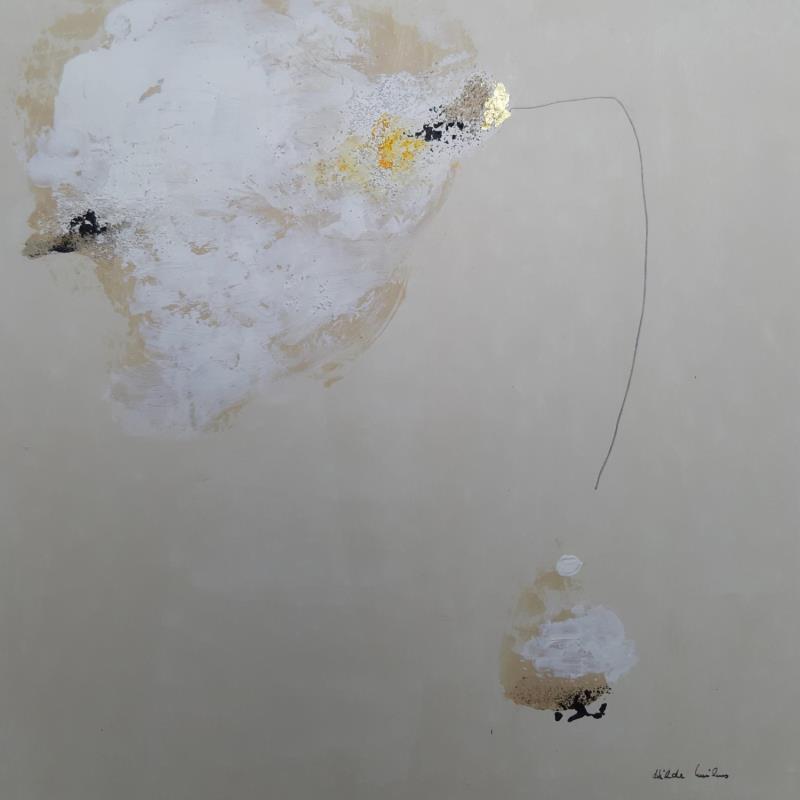 Painting abstract beige C 90 by Wilms Hilde | Painting Abstract Acrylic, Gluing, Gold leaf