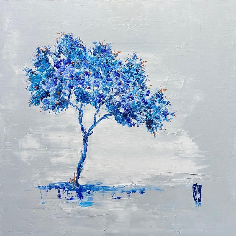 Peinture L'arbre bleu par Raffin Christian | Tableau Figuratif Paysages Huile
