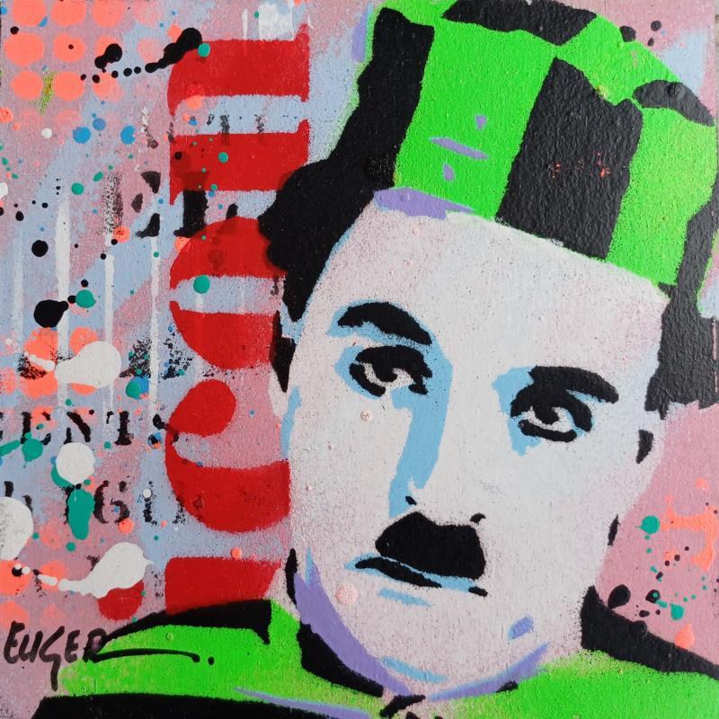 Painting GREEN CHAPLIN by Euger Philippe | Painting Pop-art Pop icons Acrylic