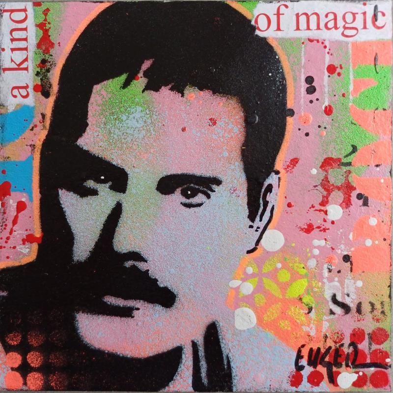 Painting FREDDIE MERCURY by Euger Philippe | Painting Pop-art Acrylic, Cardboard, Gluing Pop icons