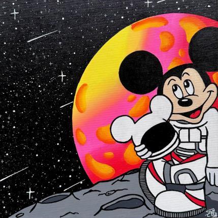 Gemälde Mickey sur la Lune von Elly | Gemälde Pop-Art Acryl, Posca Pop-Ikonen