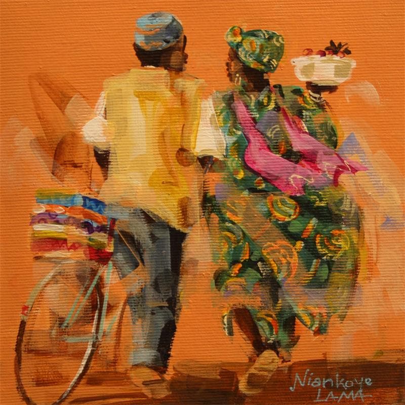 Painting Le couple 2 by Lama Niankoye | Painting Figurative Acrylic Life style