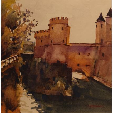 Painting Au pied de la tour  by Seruch Capouillez Isabelle | Painting Figurative Watercolor Urban
