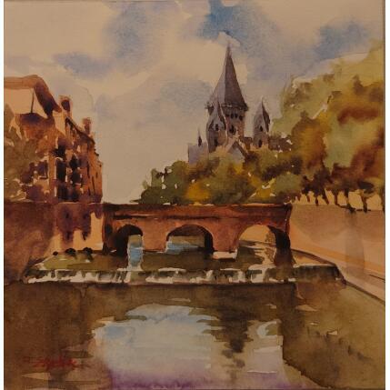 Painting L'eau paisible by Seruch Capouillez Isabelle | Painting Figurative Watercolor Urban