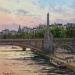 Peinture Paris, Le Pont de la Tournelle par Decoudun Jean charles | Tableau Figuratif Urbain Aquarelle