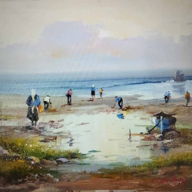 Painting Mariscadores by Cabello Ruiz Jose | Painting Figurative Oil Marine