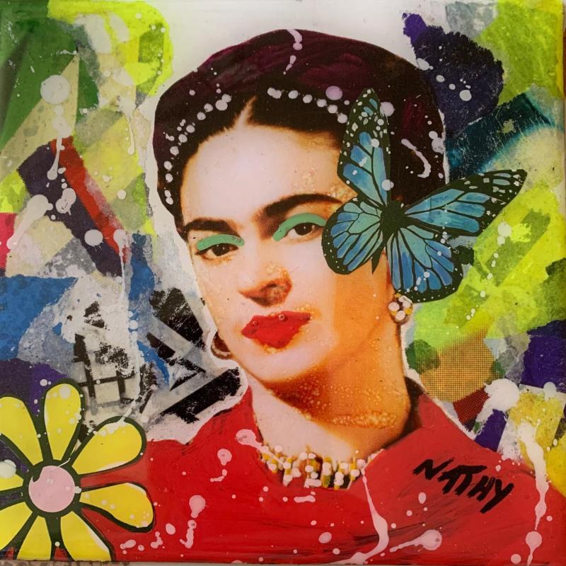 Peinture FRIDA  par Nathy | Tableau Pop-art Icones Pop Graffiti Acrylique Collage Posca Résine Papier