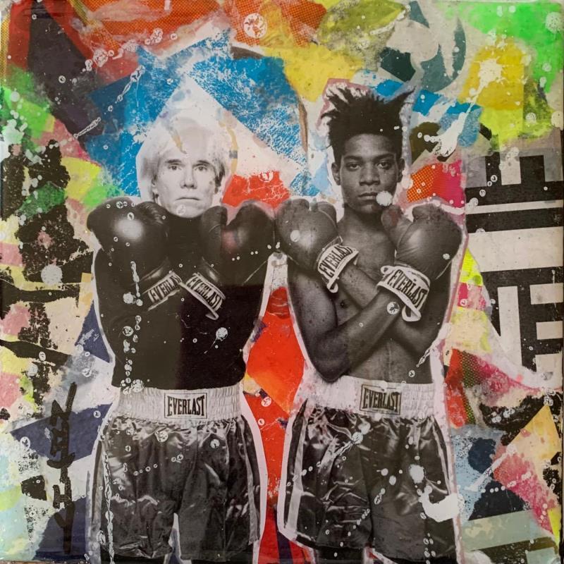 Peinture ANDY & JEAN MICHEL  par Nathy | Tableau Pop-art Icones Pop Graffiti Acrylique Collage Posca Résine Papier