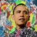 Peinture BARACK OBAMA par Nathy | Tableau Pop-art Icones Pop Graffiti Acrylique Collage Posca Résine Papier