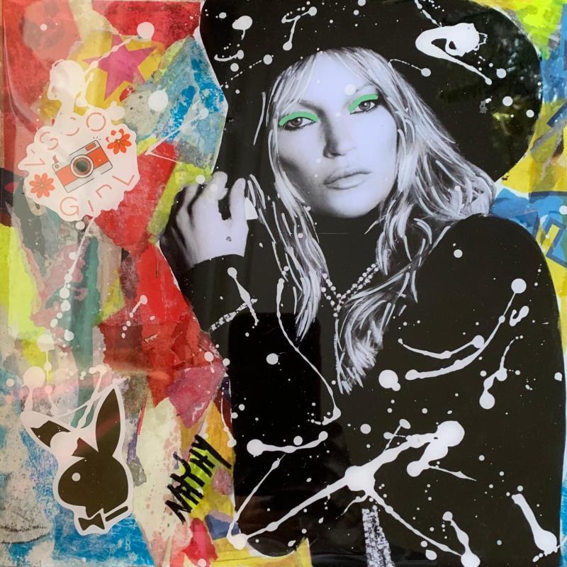 Peinture MISS KATE par Nathy | Tableau Pop-art Acrylique, Collage, Graffiti, Papier, Posca, Résine Icones Pop